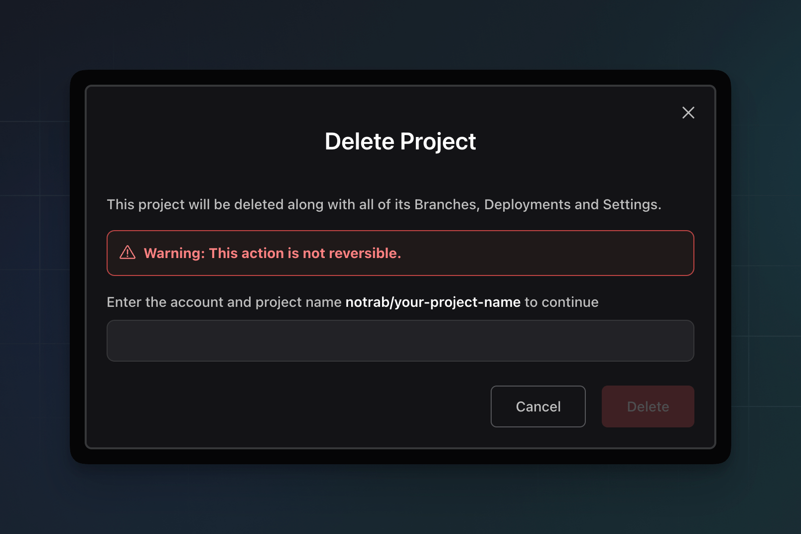 Delete project