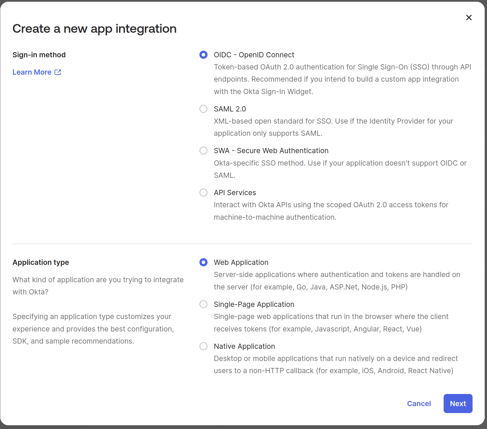 Create application