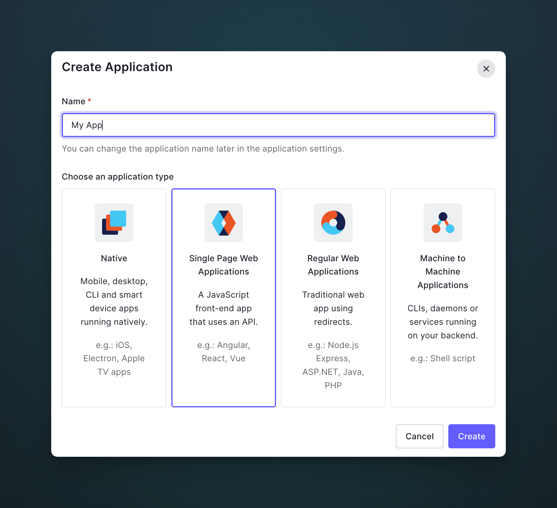 Create new Auth0 application