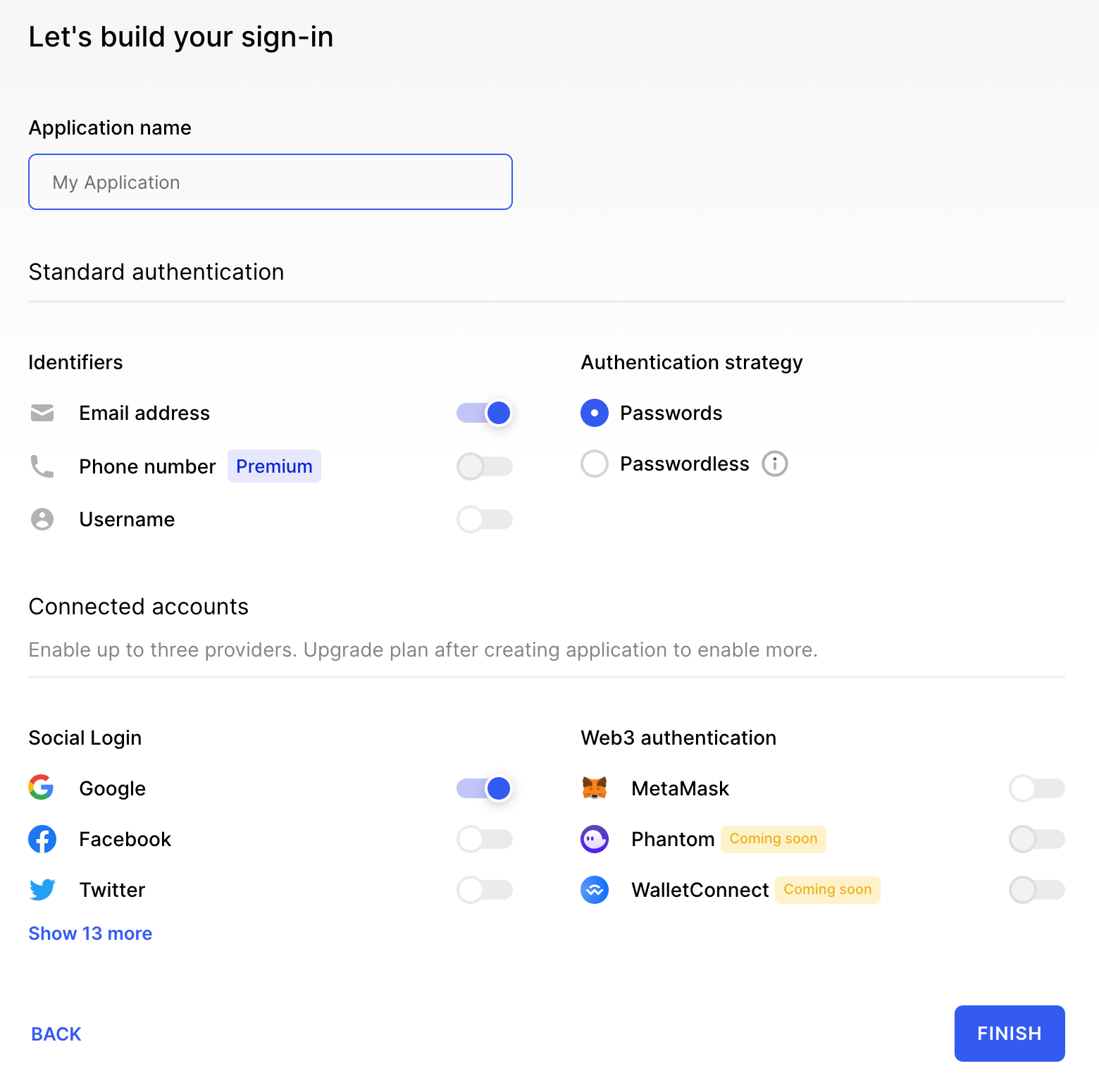 Create new Clerk Application