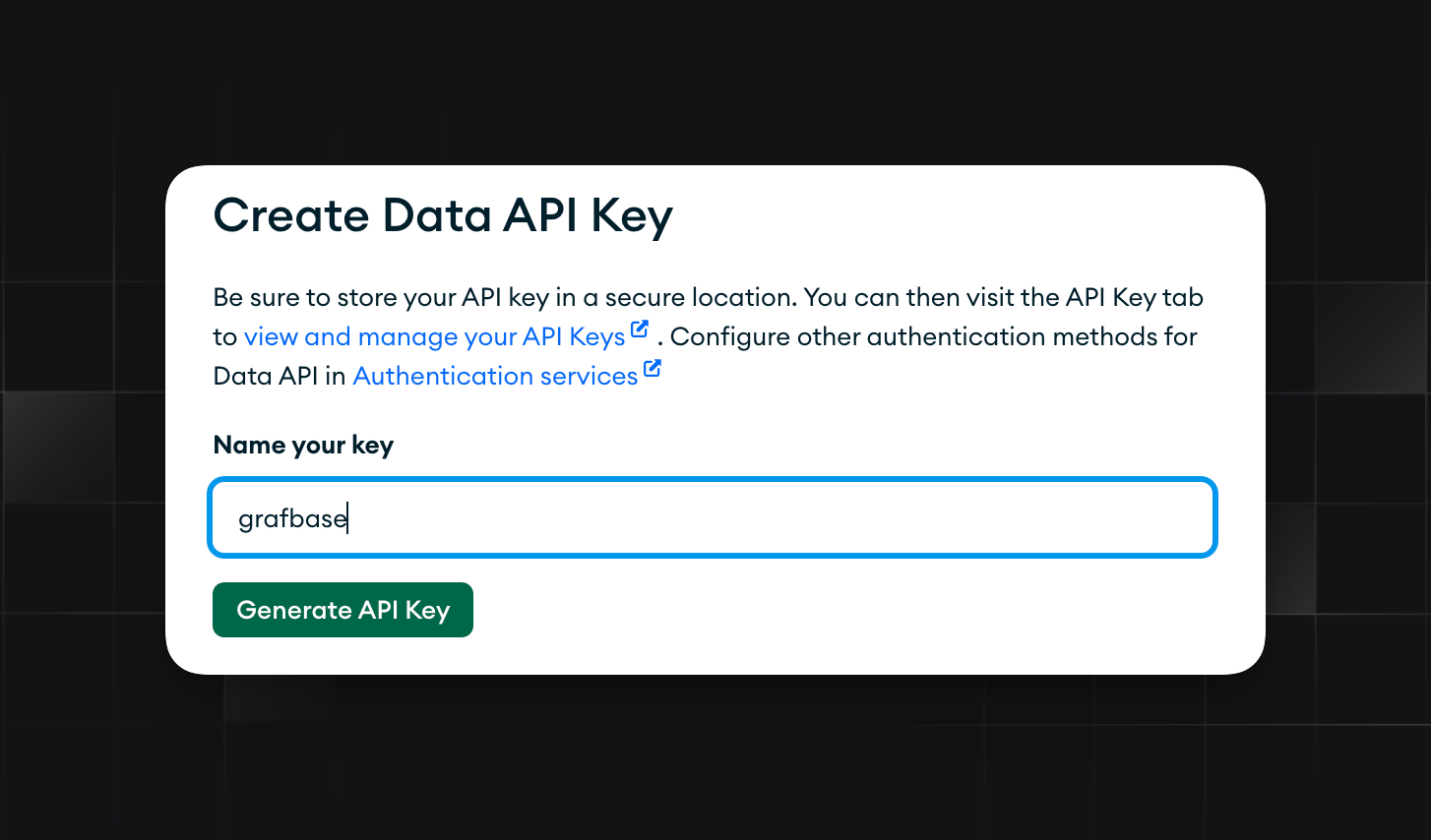 Create API Key